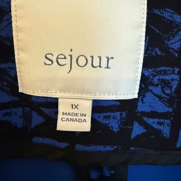 Sejour Royal Blue & Black Knit Jacket – Size 1X – 3/4 Sleeve - Picture 4 of 10